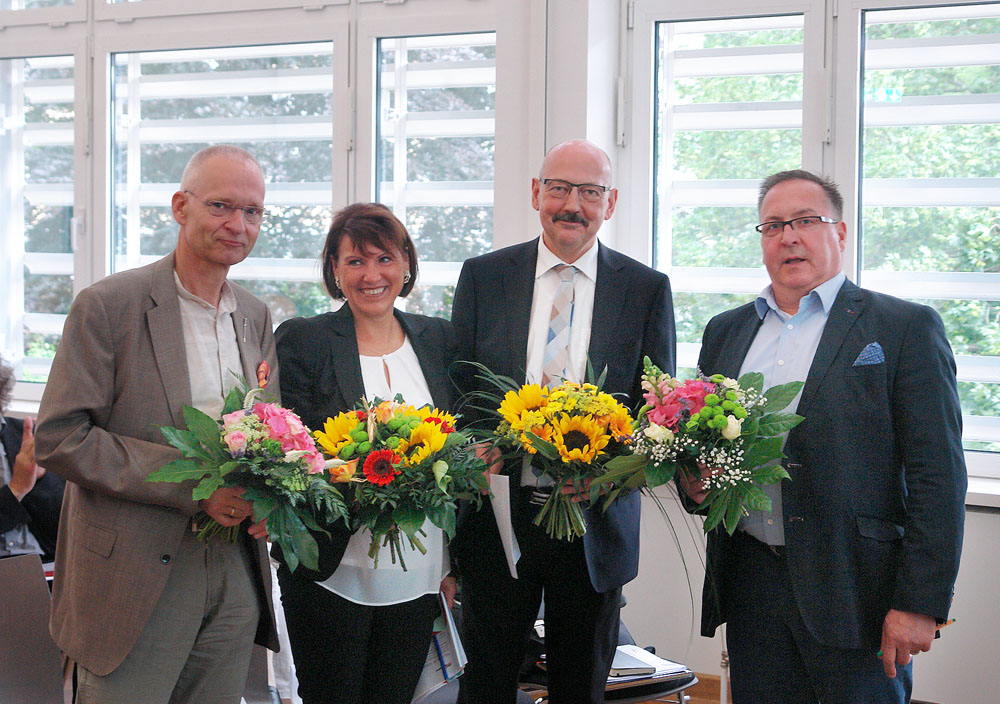 Neuer Vorstand des Städteforums: Dr. Wolfgang Schönfelder, Ines Hübner, Friedhelm Boginski, Helmut Wenzel (v.l.n.r.)